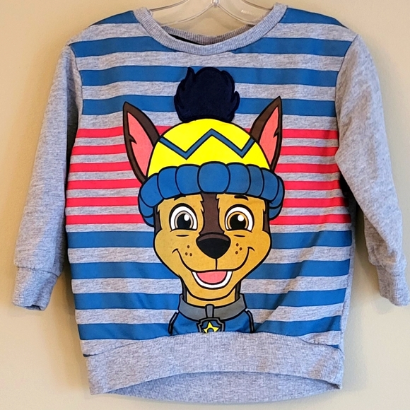 Paw Patrol Chase grey striped crew neck sweatshirt - Picture 1 of 4